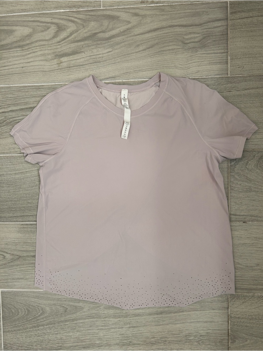 lululemon athletica Quick Pace Light Pink Short Sleeve Performance Tee size 6